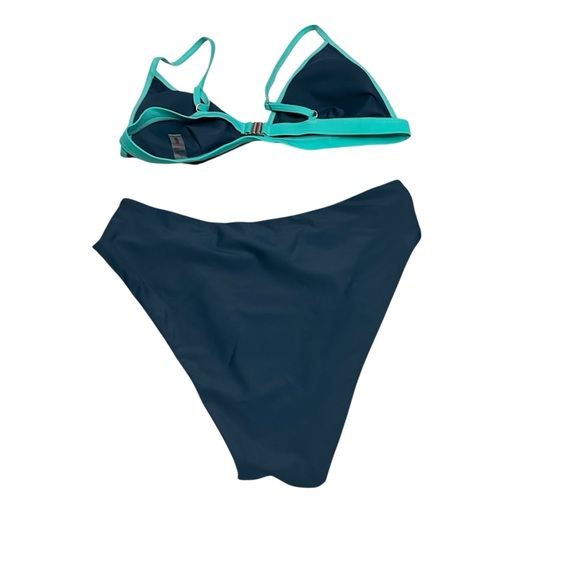 Teal and Black Women's Bikini Set - Picture 2 of 3
